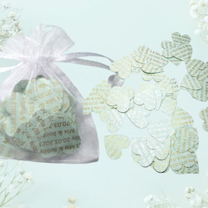 Carte de mariage coeur imprimé message personnel confettis