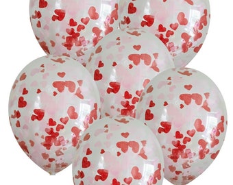 Biodegradable Valentines day Pink Red  heart  confetti balloons