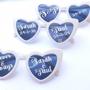 Wedding Sunglasses Personalised Love Heart Sunglasses White or Pink