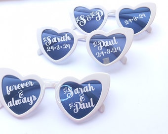 Wedding Sunglasses Personalised Love Heart Sunglasses White or Pink