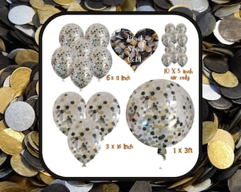 Globos de Confeti Biodegradables Negro, Oro Rosa, Plata y Oro