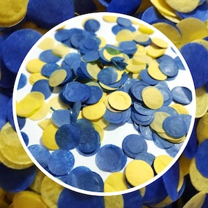 Biodegradable Bright Yellow & Dark Blue Football Confetti