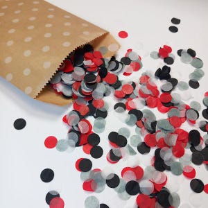 Biodegradable Wedding & Party Confetti -Red, White, Mid Grey and Black