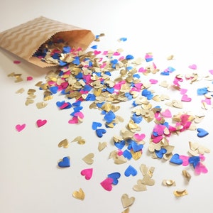 Eco Biodegradable Gold, Dark Blue and Fuchsia Pink Confetti