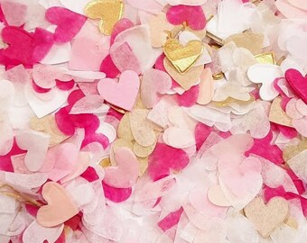 Eco Biodegradable Wedding Heart Confetti - Blush, Fuchsia, Pale Pink and White