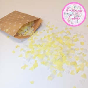 Biodegradable Wedding Confetti Hearts  - Pale Yellow and White