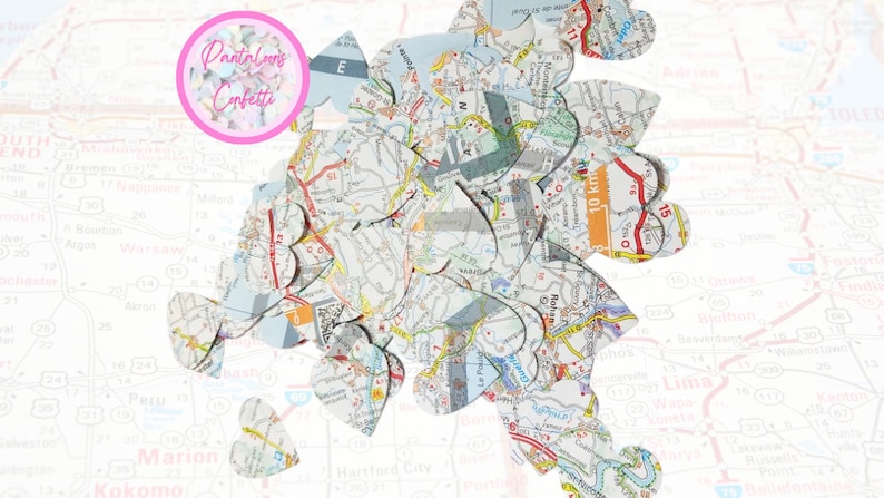 Vintage Recycled Road Map Paper Confetti - 200 Pieces per Bag - Etsy