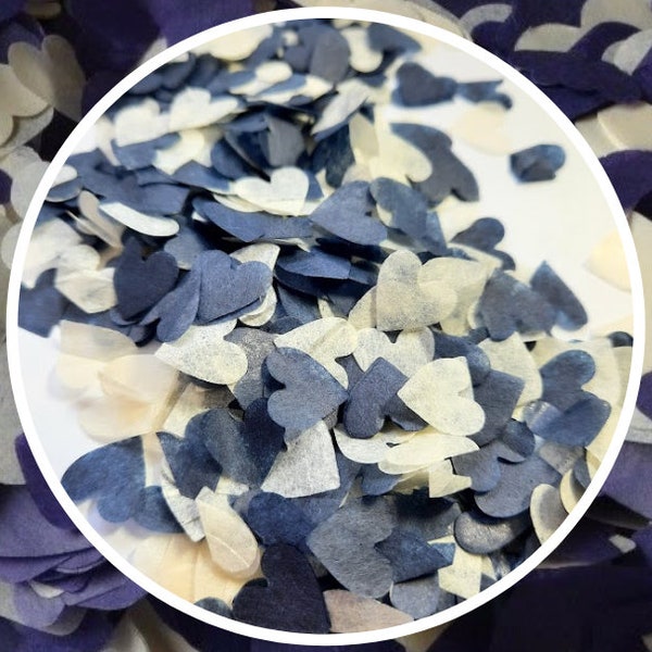 Eco Biodegradable Wedding Heart Confetti - Navy Blue and Cream