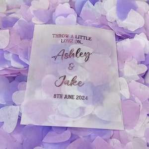 Bolsas de confeti de corazón de boda biodegradables ecológicas - Púrpura