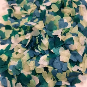 Eco Friendly Biodegradable Heart Confetti Greens and Teal 1cm