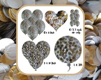 Globos de Confeti de Boda Biodegradables - Plata y Oro