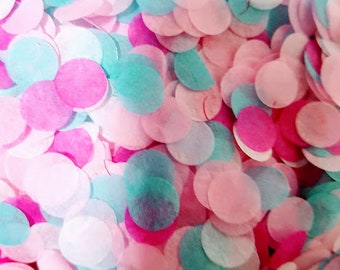 Confettis de mariage écologiques biodégradables - idéal pour les anniversaires PalePink, Fuschia Pink, CaribbeanBlue & White mix Circles Bulk Confetti 5-100 c. à soupe