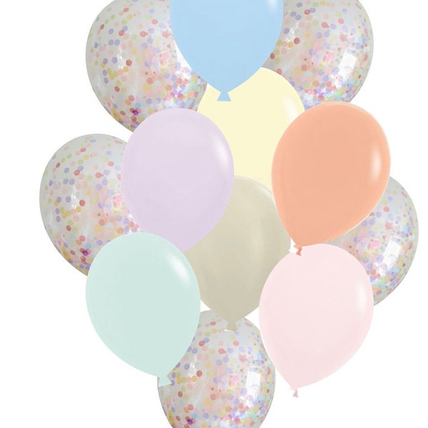 Biodegradable Rainbow Pastel colours confetti & plain balloons in  with FREE ribbon party pride wedding birthday congrats ceiling decoration