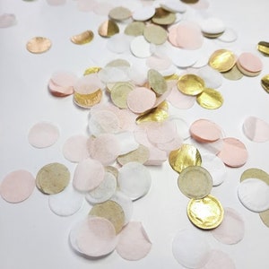 Eco Biodegradable Wedding Party Confetti Blush White and Gold Hearts, Stars, or Circles