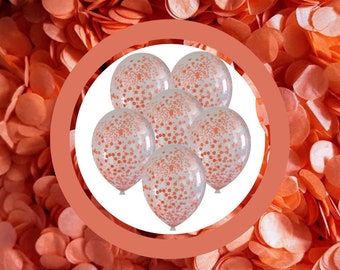 Biodegradable coral  confetti balloons in 4 sizes with FREE ribbon