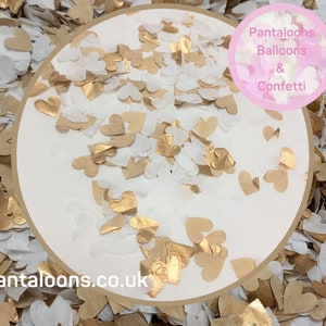 Biodegradable Wedding Confetti Heart shaped - White and Gold