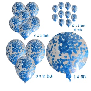 Biodegradable Blues confetti balloons in 4 sizes + FREE ribbon colours party birthday