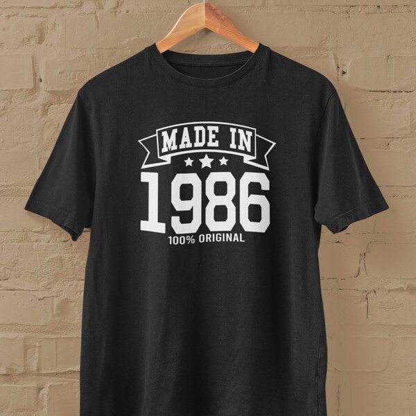 Gemaakt in 1986 verjaardag T-shirt verschillende maten en kleuren