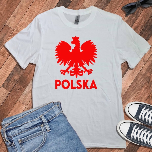 POLSKA (Pologne) Biały Orzeł T-shirt White Eagle (Gildan, koszulka patriotyczna différentes tailles et couleurs)