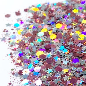 Fairy Dust Stars shape Shifting Mixed Glitter, Solvent Resistant Glitter For tumblers Polyester nail art confetti for slime