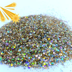 Stardust Gold Mix Glitter Solvent Resistant Glitter For tumblers Polyester nail art confetti for slime