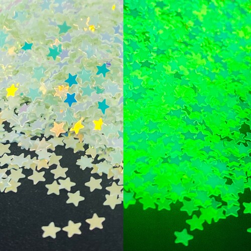 Glow in the Dark Stars Shape Glitter Cosmetic Glitter Etsy