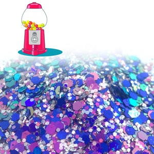 Party Holographic Bubble Gum Color Shifting Mixed Glitter, Solvent Resistant Glitter For tumblers Polyester nail art confetti for slime
