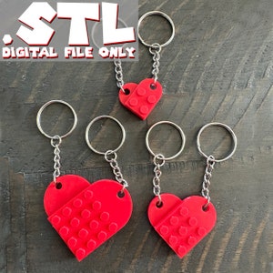 STL file Heart Keychain made for Bricks 3 different sets.