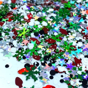 Christmas Mix Shapes Mix Christmas Solvent Resistant Glitter For tumblers Polyester nail art confetti for slime