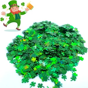 Irish four-leaf clover glitter shape Solvent Resistant Glitter Lips For tumblers Polyester nail art confetti for slime Saint Patrick&#39;s Day