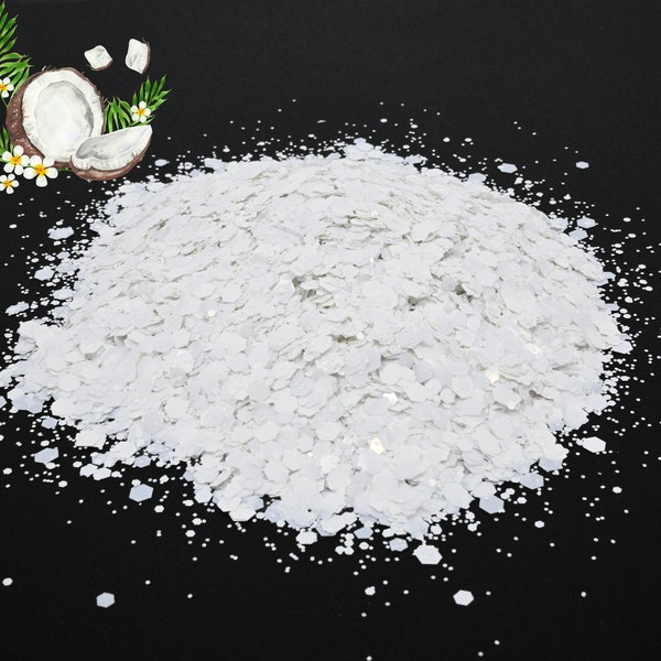 Coconut White Mix Glitter, Very White Solvent Resistant Glitter For tumblers Polyester nail art confetti for slime