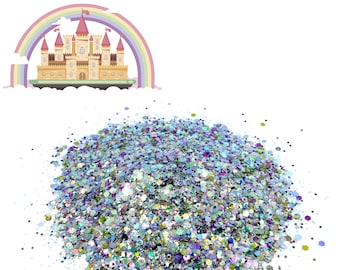 Queen Gems Mix Glitter, Silver with multiple colors Solvent Resistant Glitter For tumblers Polyester nail art confetti