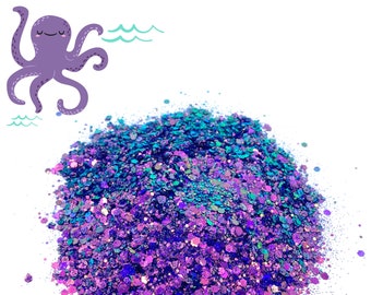 Octopus Color Shifting Mixed Glitter, Purple Pink Green Blue Solvent Resistant Glitter For tumblers Polyester nail art confetti for slime