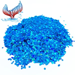 Blue Chunky Holographic Shape Glitter - Mermaid Tail For tumblers nail art crafts and is solvent resistant color shifting Glitter Confetti