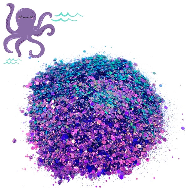 Octopus Color Shifting Mixed Glitter, Purple Pink Green Blue Solvent Resistant Glitter For tumblers Polyester nail art confetti for slime