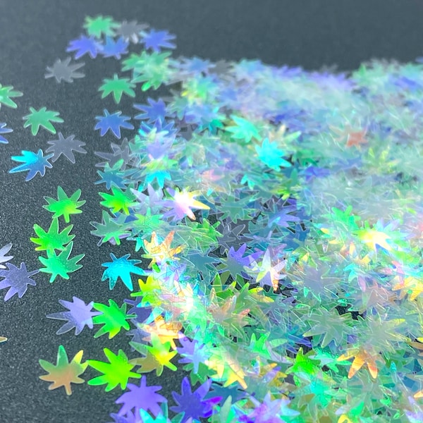 Hemp Cannabis Pot Leaf Clear Shape Glitter Sequins Rave Party Marijuana Weed Glitter