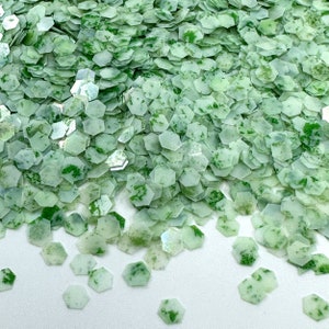 White with light green Glitter, Light Green with White Solvent Resistant Glitter For tumblers Polyester nail art confetti for slime