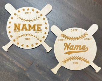 Baseball Baby Announcement Sign With Birth Stats Wood Sign for Name Reveal Personalized Baby Name Sign For Hospital Softball
