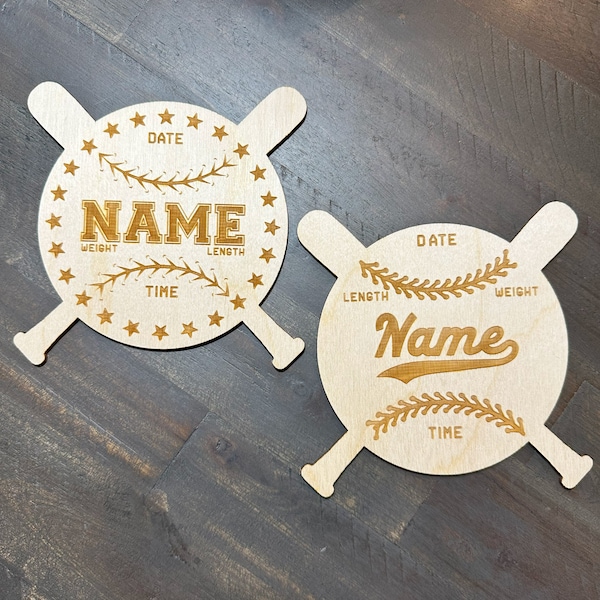 Baseball Baby Announcement Sign With Birth Stats Wood Sign for Name Reveal Personalized Baby Name Sign For Hospital Softball