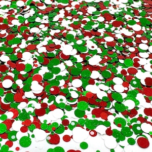 Red, Green, and White Dot Mix Glitter, Christmas Eve Day Solvent Resistant Glitter For tumblers Polyester nail art confetti for slime
