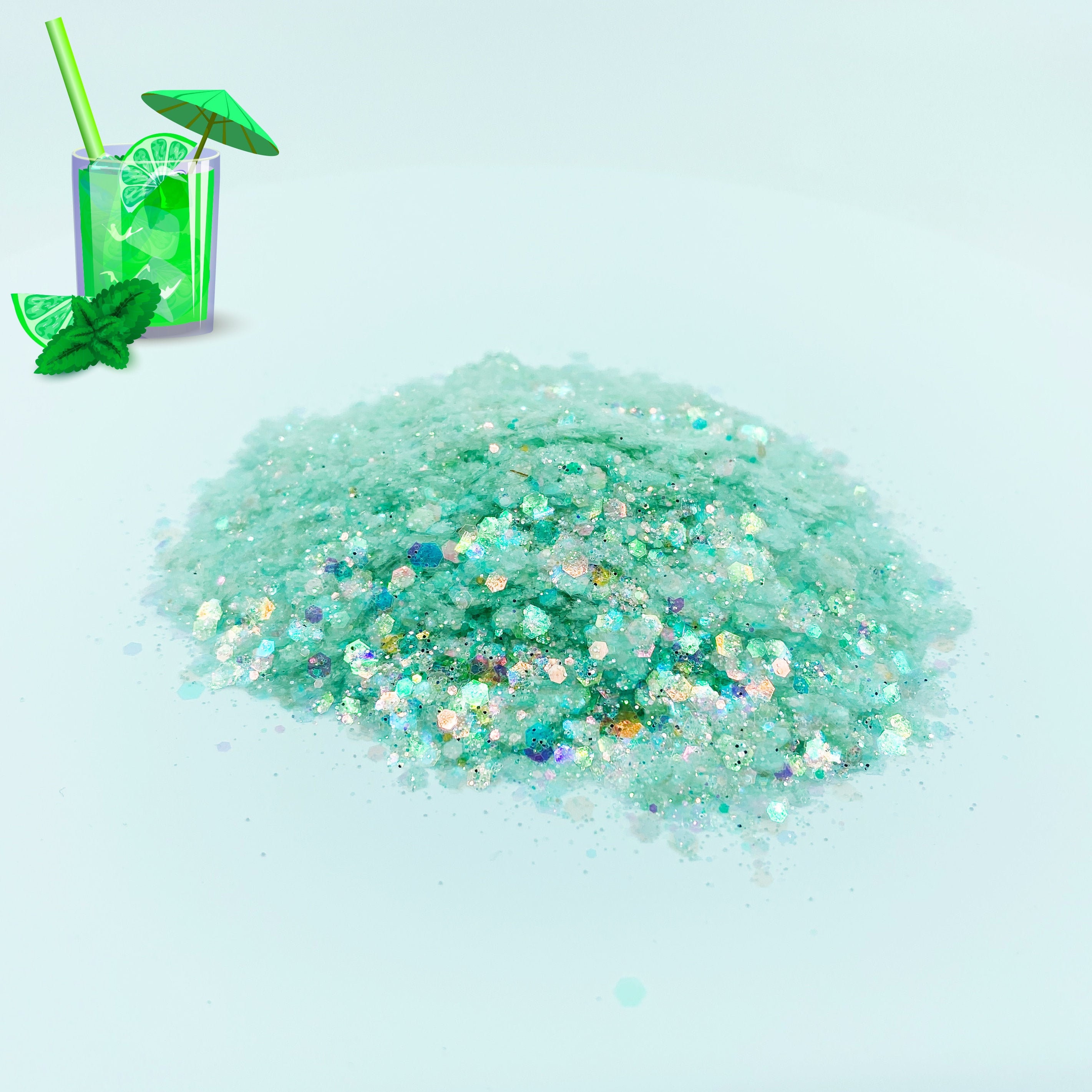 Mint Chunky Green Glitter Mix, Nail Glitter, Resin For tumblers nail art crafts and is solvent resistant
