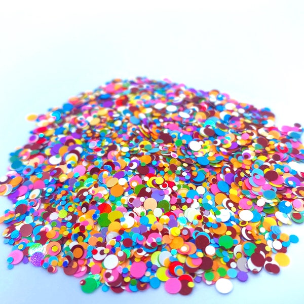 Rainbow round shape glitter Solvent Resistant Glitter For tumblers Polyester nail art confetti for slime Valentines Glitter