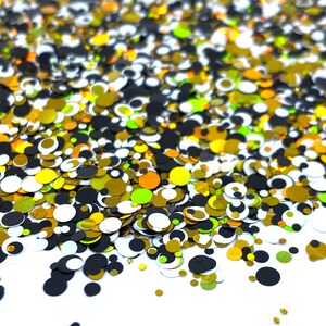 Black, Gold, Coffee Dots Glitter Mix, Perfect for Crafts, Nail Art, Unique Design Projects, and Themed Decorations, Resin and Epoxy crafts