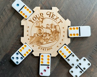 Mexican Train Hub Dominoes Domino Games Birthday Gift Wedding Gift Personalized Games Custom Dominoes Game Custom Gift Family Name