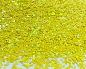 Bright Canary Yellow Glitter Mix, Solvent Resistant for Tumblers, Polyester Nail Art Confetti, Ideal for Slime Crafting and DIY Projects