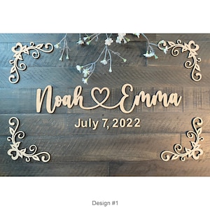 Wedding signs Custom Birch Wood Names Sign Decor, Welcome Sign, Welcome Wedding Sign Letters Unfinished laser cut