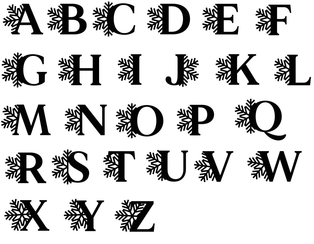 First Letters Svg Snowflake Initial Svg. Alphabet Svg Files for Cricut, Font Svg Designs ...