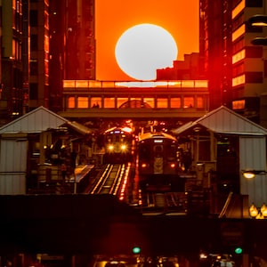 Chicagohenge | Chicago Photography | Affordable Wall Art | Gift | Chicago | Sunset | EL Train | Fine art photography | Street Photography