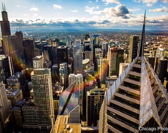 Rainbow | Chicago Skyline | Affordable Wall Art | Fine Art Photography | Color Photo | Sear Tower | Willis Tower | Chicagp | Gift | Wall art