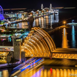 Chicago River | Chicago Skyline | Navy Pier | Chicago Bridge | Chicago Photography | Color Photo | Affordable Wall Art | Fine Art Photo